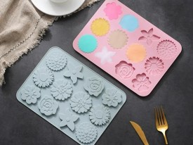 Molde silicona 12 flores planas